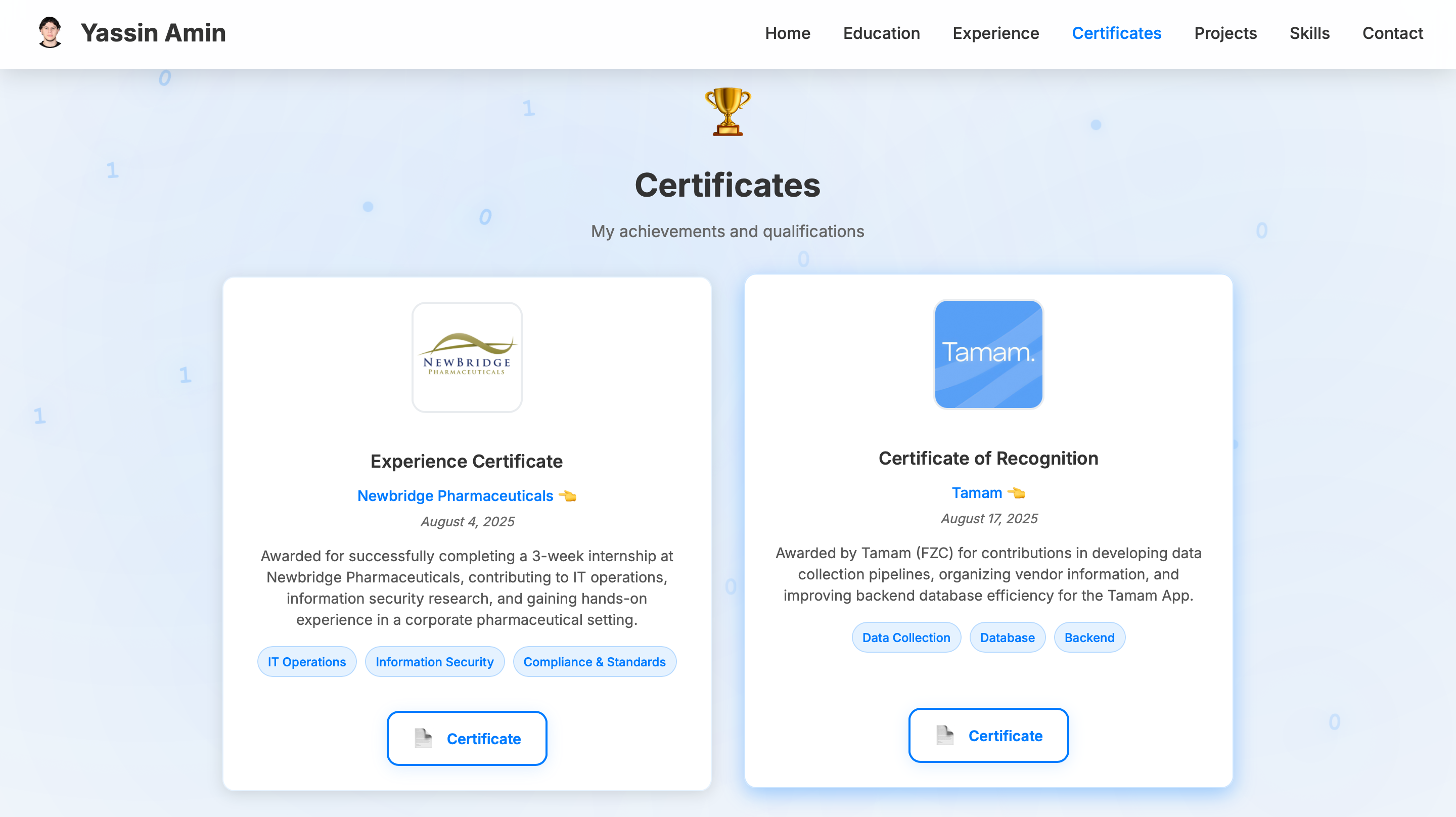 Yassinamin.com service preview